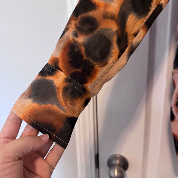 Aritzia Wilfred Free Brinley TieDye Blouse Cider Gold Oversized Button Front XXS - Picture 3 of 10